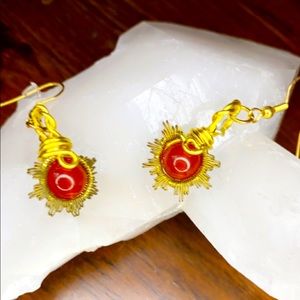 Carnelian sun earrings